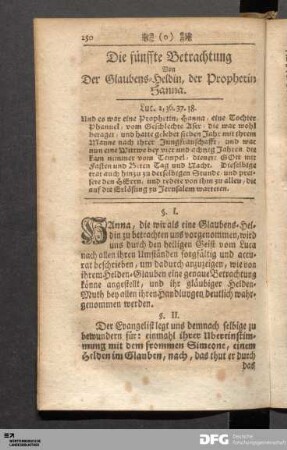 Die fünffte Betrachtung Von Der Glaubens-Heldin, der Prophetin Hanna