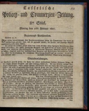 8tes Stück, Montag den 16ten Februar 1807