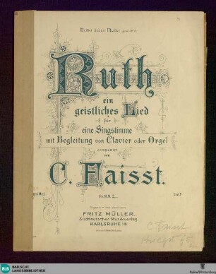Ruth : ein geistliches Lied für eine Singstimme mit Begleitung von Clavier oder Orgel