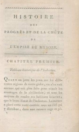 Chapitre premier. Tableau historique de l'Indostan