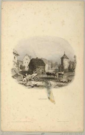 Ortsansicht von Möckern (Leipzig-Möckern) nordöstlich von Leipzig, aus: Ramshorns Leipzig und seine Umgebungen von 1841