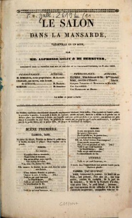 Le salon dans la mansarde : vaudeville en un acte