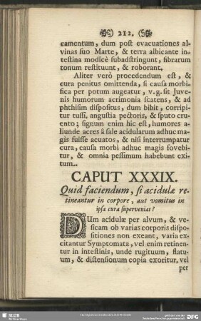 Caput XXXIX. Quid faciendum, si acidulae retineantur in corpore, aut vomitus in ipsa cura superveniat