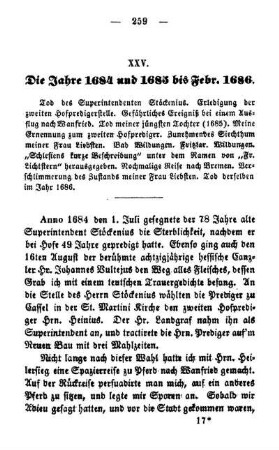 XXV. Die Jahre 1684 und 1685 bis Febr. 1686.