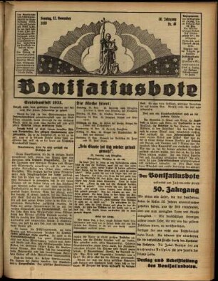 Erste Ausgabe vom Sonntag, den 12. November 1933.