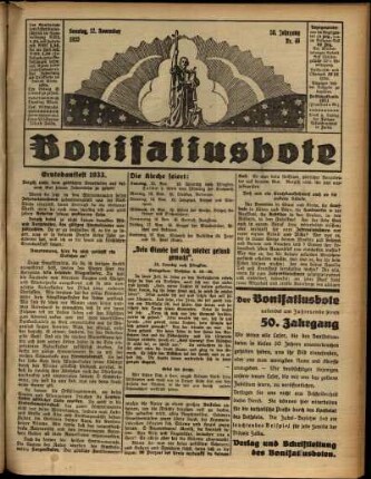 Erste Ausgabe vom Sonntag, den 12. November 1933.