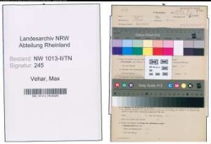 Entnazifizierung Max Vehar , geb. 01.10.1910 (Kaufmann)