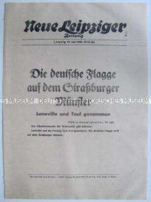 Extrablatt der "Neuen Leipziger Zeitung" zur Einnahme von Strasbourgh