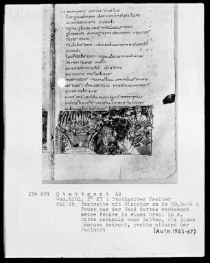Der Stuttgarter Bibelpsalter — Die Rechte Gottes und seine Hasser, Folio 25recto