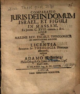 Comparatio Juris Dei In Domum Israel, Et Figuli In Massam, Ex Jerem. C. XVIII. comm. 5. & 6.