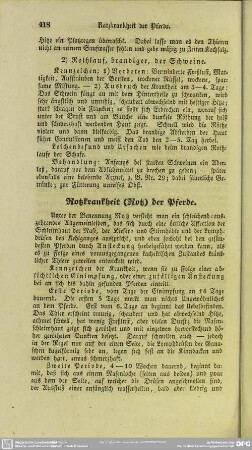 Rotzkrankheit (Rotz) der Pferde