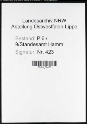 Sterberegister Standesamt Hamm