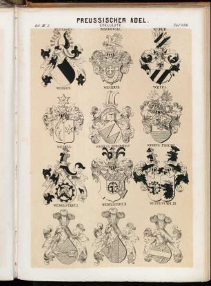 Taf. 479. Watzdorf. - Wawrowski. - Weber. - Webern. - Wechmar. - Wecus. - Wedell. - Wedell-Burghagen. - Wedell-Parlow. - Wedelstädt I. - Wedelstädt II. - Wedelstädt III.
