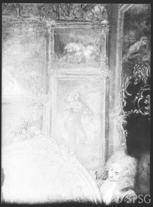 Watteau, Antoine: Ladenschild des Kunsthändlers Gersaint, Detail: Narr, GK I 1200.