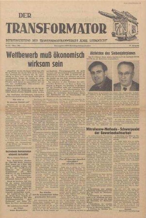 TRO-Betriebszeitung 'Der Transformator'; Nr. 11/1961 (März 1961)