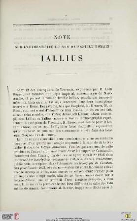 N.S. 13.1866: Note sur l'authenticité du nom de famille romain Iallius