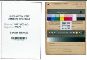 Entnazifizierung Heinrich Bender, geb. 08.02.1898 (Registrator)