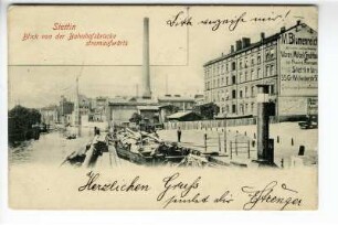 Stettin. Blick von der Bahnhofsbrücke stromaufwärts