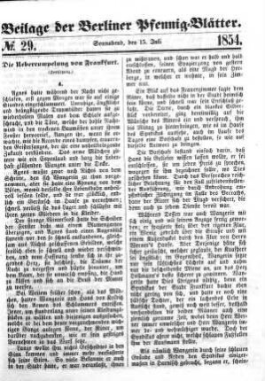 Beilage: No. 29, Sonnabend, den 15. Juli