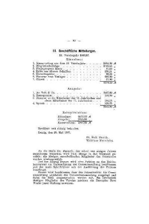 Geschäftliche Mitteilungen : 19. Vereinsjahr 1886/87