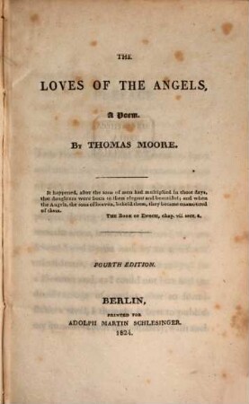 The Loves of the Angels : a poem