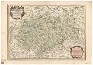 Karte von Sachsen, Thüringen, der Ober- und der Niederlausitz, ca. 1:750 000, Kupferstich, 1708