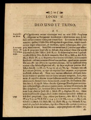 Locus II. De Deo Uno Et Trino