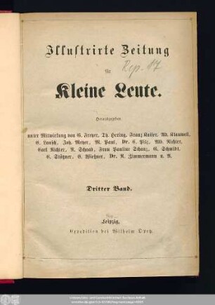 3. 1876: Illustrirte Zeitung für kleine Leute