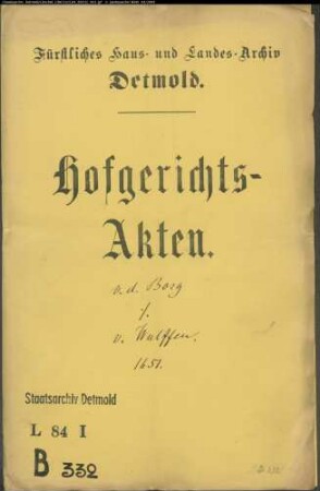 von der Borg, Alhard Philipp gegen Drost Statius von Wulffen - Schuldforderung