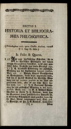 Sectio I. Historia Et Bibliographia Philosophica.
