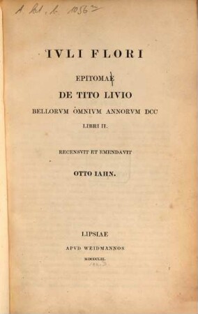 Epitoma de Tito Livio bellorum omnium annorum DCC : Libri II