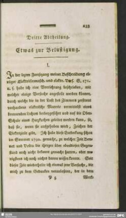 Dritte Abtheilung. Etwas zur Belustigung
