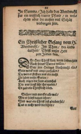 Ein Christlicher Gesang vom H. Abendmahl ...