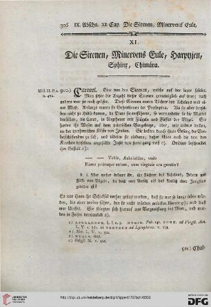 XI. Die Sirenen, Minervens Eule, Harpyien, Sphinx, Chimára