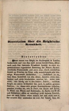 Ueber die Bright'sche Krankheit