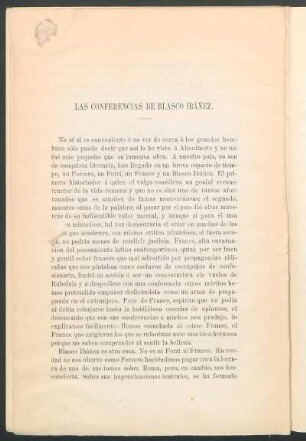 Las conferencias de Blasco Ibáñez.