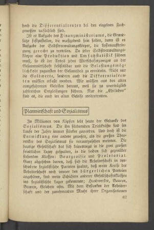 Planwirtschaft und Sozialismus