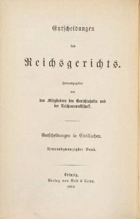 Entscheidungen des Reichsgerichts in Zivilsachen. 29. 1892