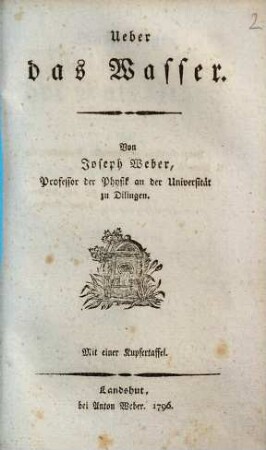 Ueber das Wasser