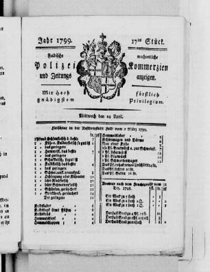 17tes Stück, Ausgabe vom 24. April 1799