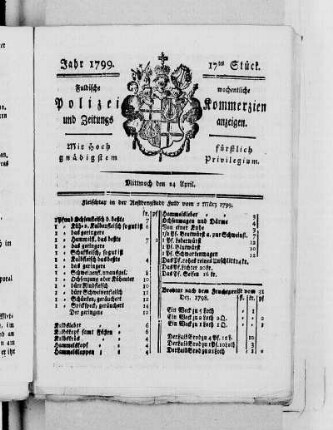 17tes Stück, Ausgabe vom 24. April 1799