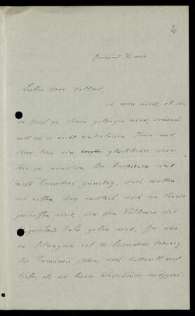 Nr. 2: Brief von Alfred Haar an David Hilbert, Budapest, 7.1.1919
