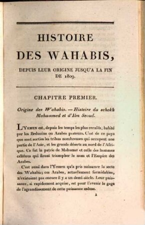 Histoire des Wahabis : depuis leur origine jusqu'à la fin de 1809