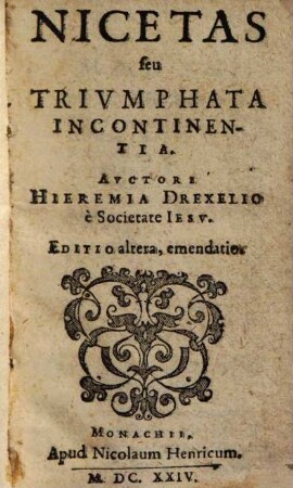 Nicetas seu Trivmphata Incontinentia