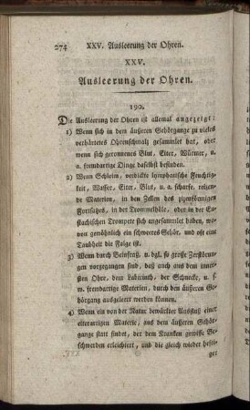 XXV. Ausleerung der Ohren.