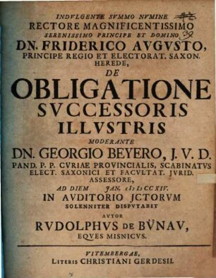 De obligatione successoris illustris