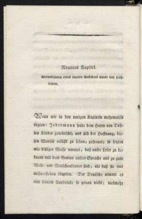 Neuntes Kapitel. Ankündigung eines sauern Gesichtes unter den fröhlichen.