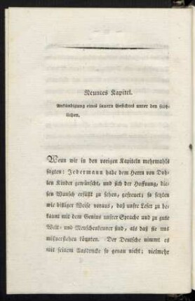 Neuntes Kapitel. Ankündigung eines sauern Gesichtes unter den fröhlichen.