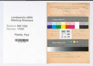 Entnazifizierung Paul Pawlak, geb. 08.03.1913 (Kaufm.Angest.)