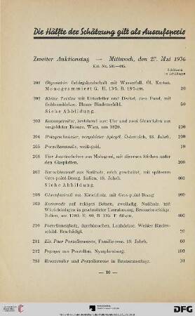 Zweiter Auktionstag: Mittwoch, den 27. Mai 1936 (Nr. 201-485)